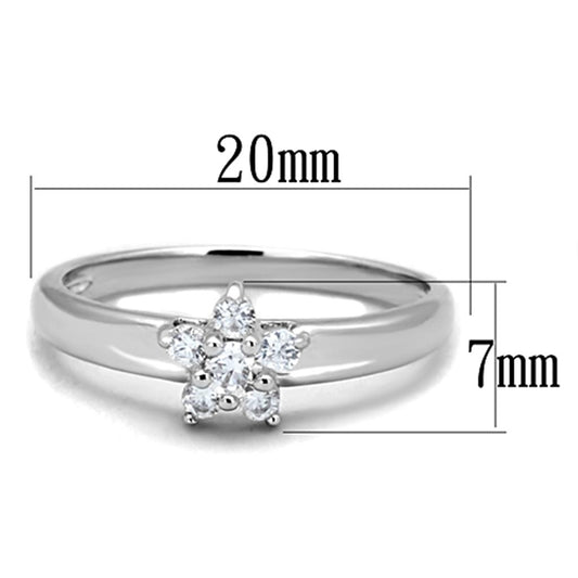 3W814 - Rhodium Brass Ring with AAA Grade CZ  in Clear-1