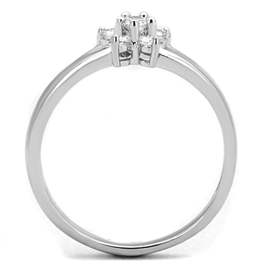 3W814 - Rhodium Brass Ring with AAA Grade CZ  in Clear-2