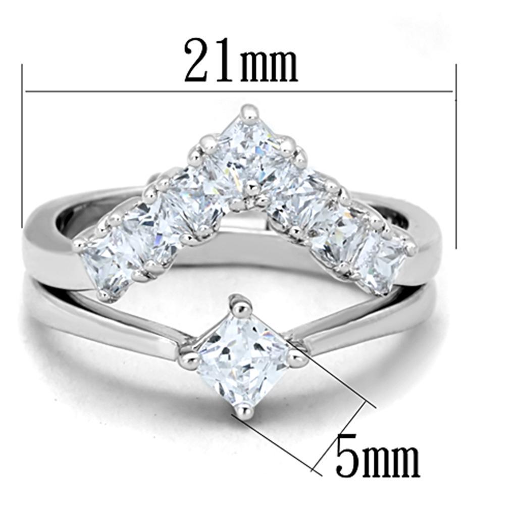 3W815 - Rhodium Brass Ring with AAA Grade CZ  in Clear-1