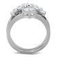 3W815 - Rhodium Brass Ring with AAA Grade CZ  in Clear-2