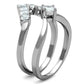 3W815 - Rhodium Brass Ring with AAA Grade CZ  in Clear-3