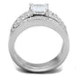 3W817 - Rhodium Brass Ring with AAA Grade CZ  in Clear-2