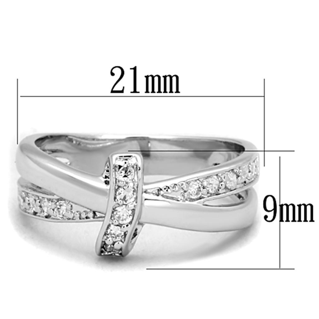 3W819 - Rhodium Brass Ring with AAA Grade CZ  in Clear-1