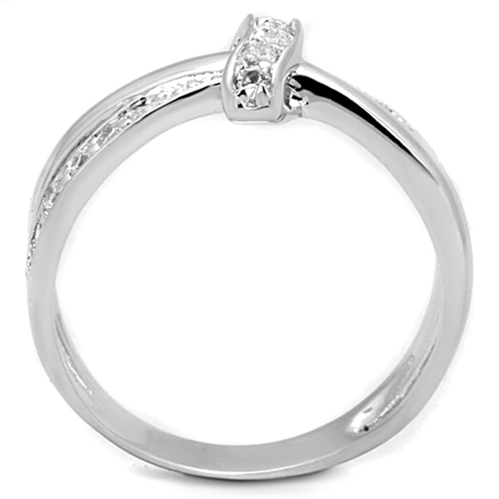 3W819 - Rhodium Brass Ring with AAA Grade CZ  in Clear-2