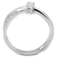 3W819 - Rhodium Brass Ring with AAA Grade CZ  in Clear-2