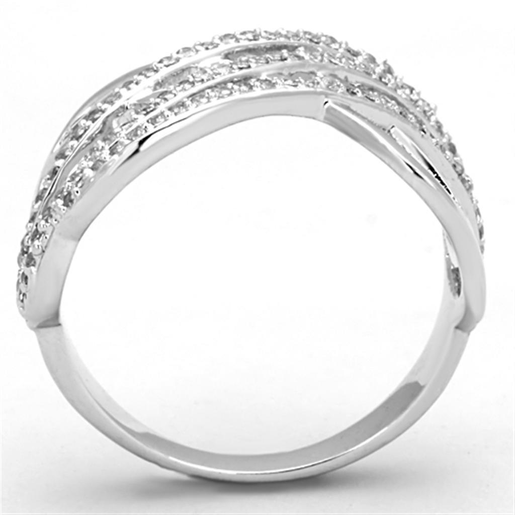 3W823 - Rhodium Brass Ring with AAA Grade CZ  in Clear-2