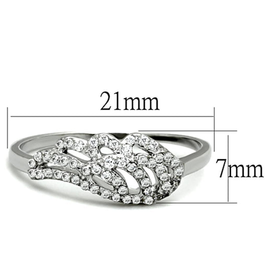 3W824 - Rhodium Brass Ring with AAA Grade CZ  in Clear-1