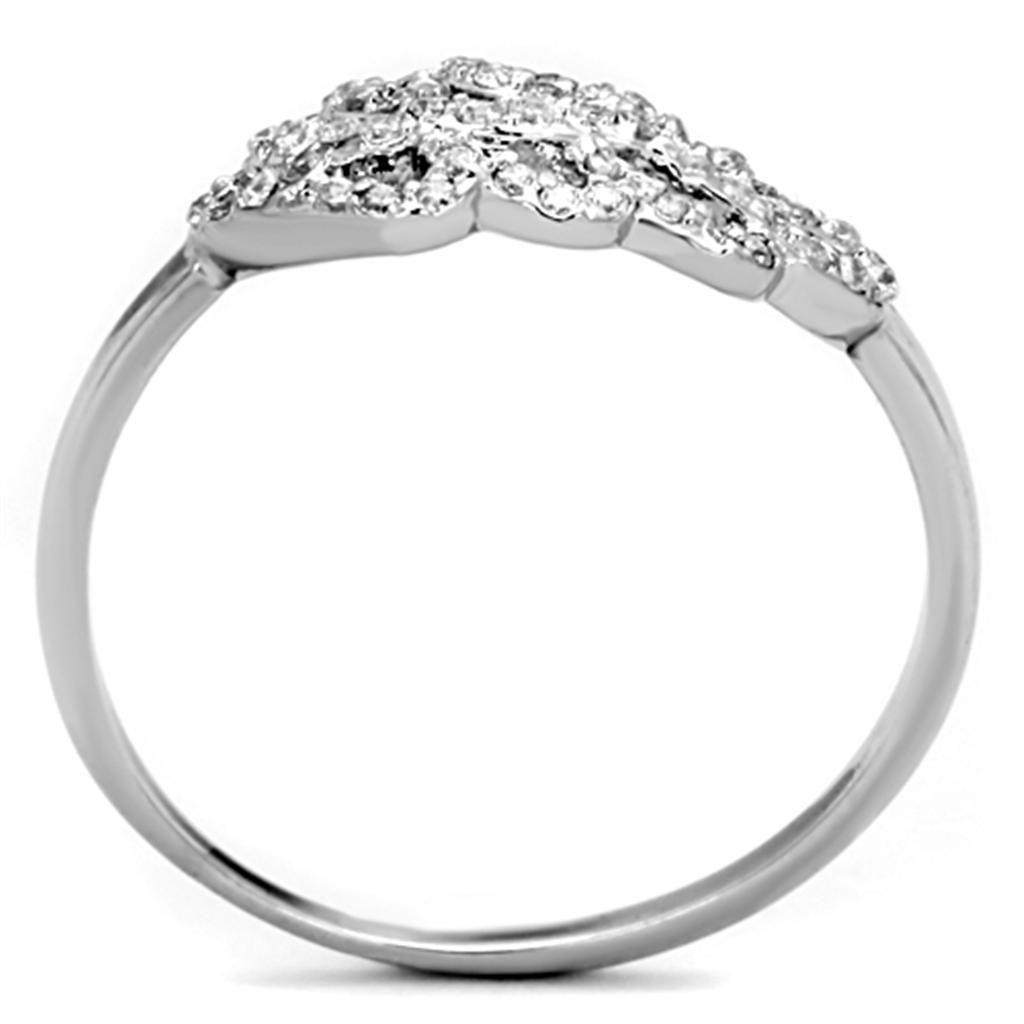 3W824 - Rhodium Brass Ring with AAA Grade CZ  in Clear-2