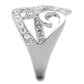 3W827 - Rhodium Brass Ring with AAA Grade CZ  in Clear-3