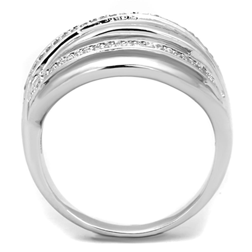 3W828 - Rhodium Brass Ring with AAA Grade CZ  in Clear-2