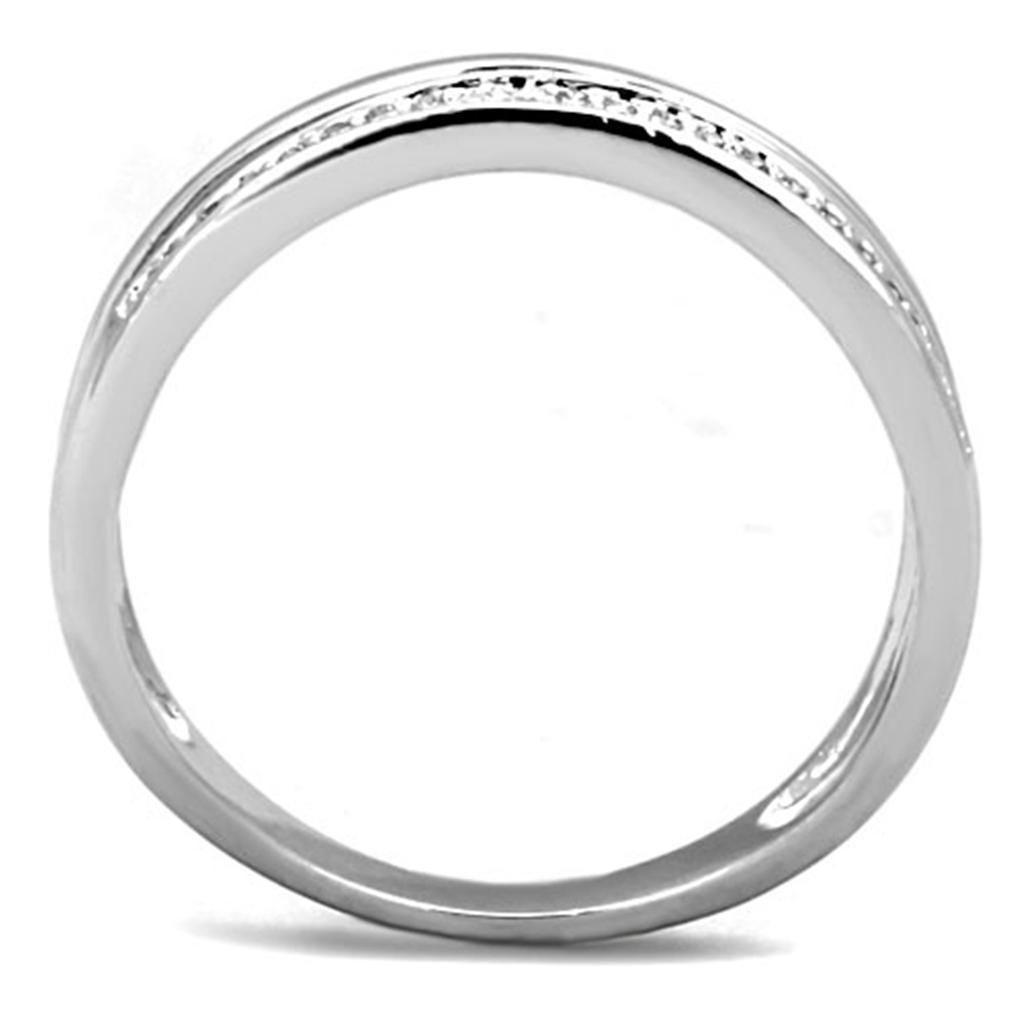 3W829 - Rhodium Brass Ring with AAA Grade CZ  in Clear-2