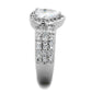 3W831 - Rhodium Brass Ring with AAA Grade CZ  in Clear-3