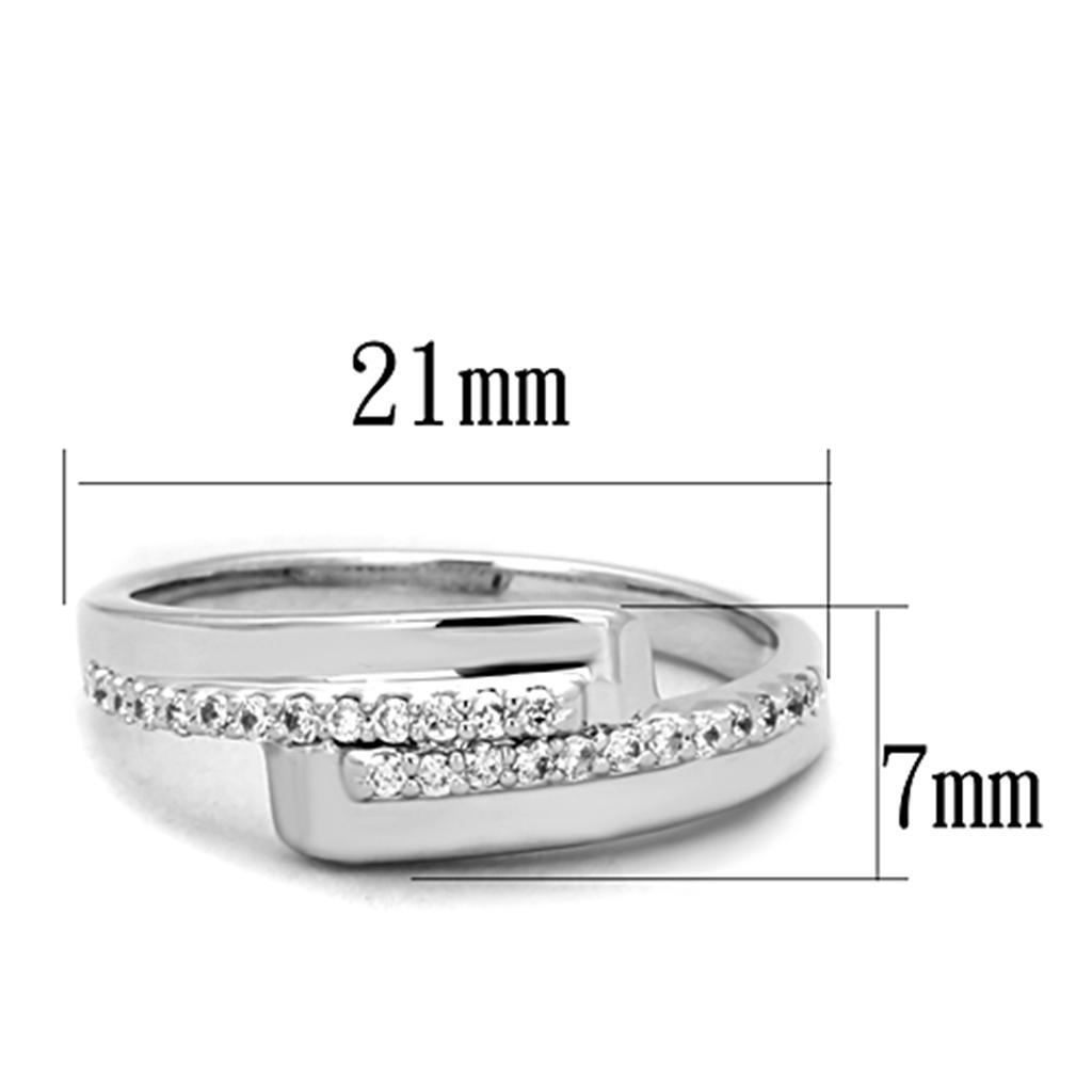 3W835 - Rhodium Brass Ring with AAA Grade CZ  in Clear-1