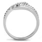 3W835 - Rhodium Brass Ring with AAA Grade CZ  in Clear-2