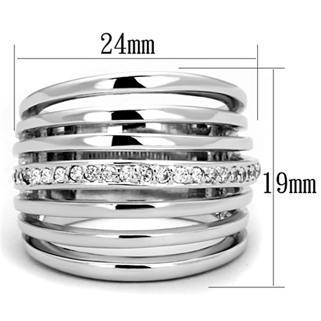 3W837 - Rhodium Brass Ring with AAA Grade CZ  in Clear-1
