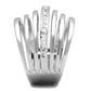 3W837 - Rhodium Brass Ring with AAA Grade CZ  in Clear-3