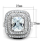 3W839 - Rhodium Brass Ring with AAA Grade CZ  in Clear-1