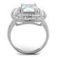 3W839 - Rhodium Brass Ring with AAA Grade CZ  in Clear-2