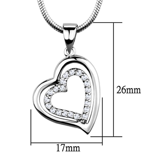 3W841 - Rhodium Brass Chain Pendant with AAA Grade CZ  in Clear-1