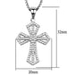 3W850 - Rhodium Brass Chain Pendant with AAA Grade CZ  in Clear-1