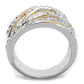 3W857 - Rose Gold + Rhodium Brass Ring with AAA Grade CZ  in Clear-2
