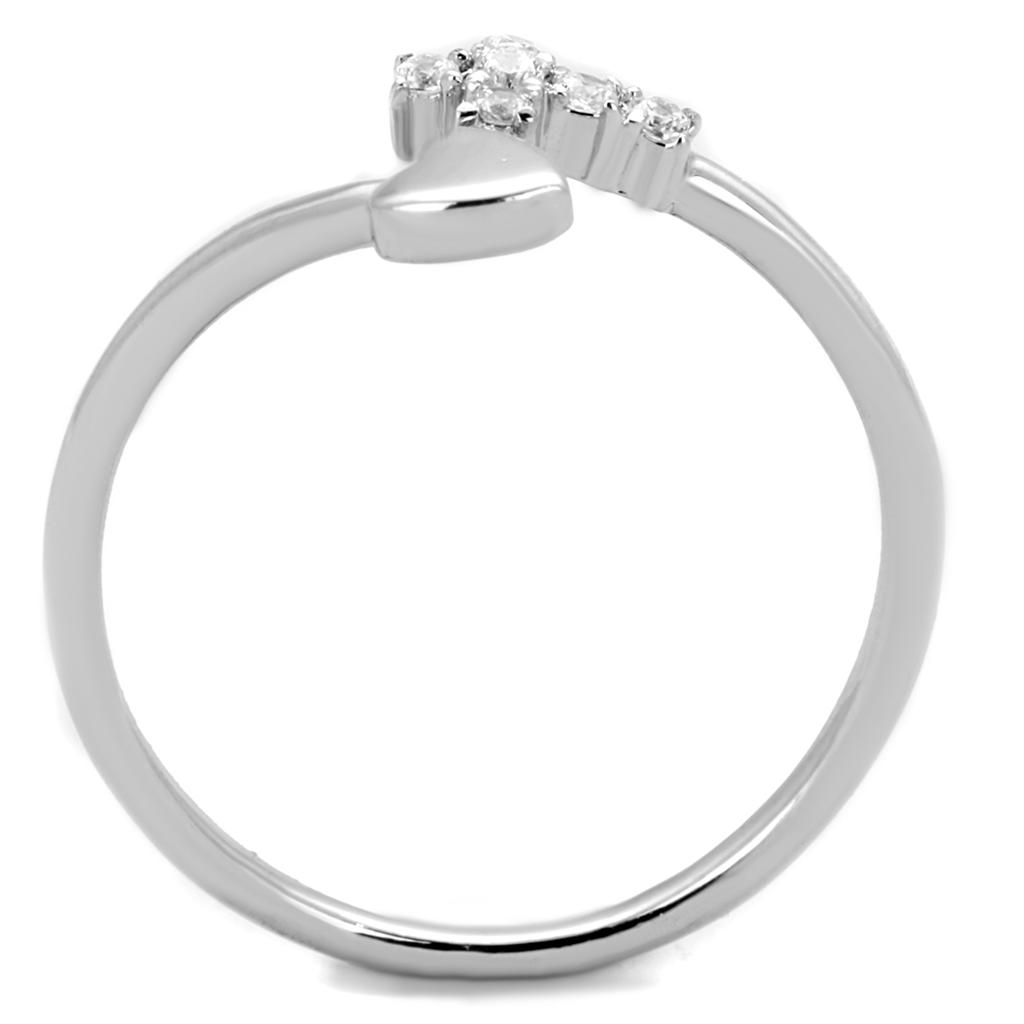 3W860 - Rhodium Brass Ring with AAA Grade CZ  in Clear-2