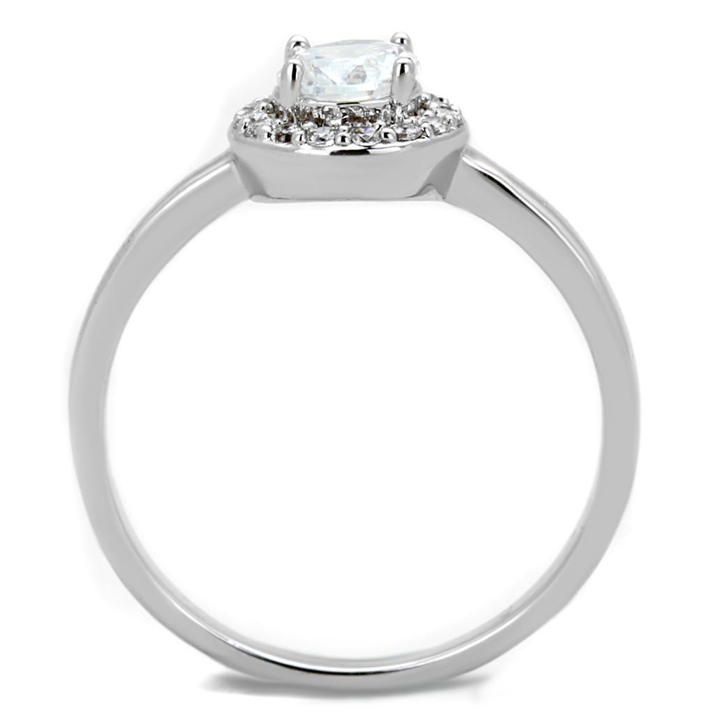 3W863 - Rhodium Brass Ring with AAA Grade CZ  in Clear-2