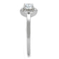3W863 - Rhodium Brass Ring with AAA Grade CZ  in Clear-3
