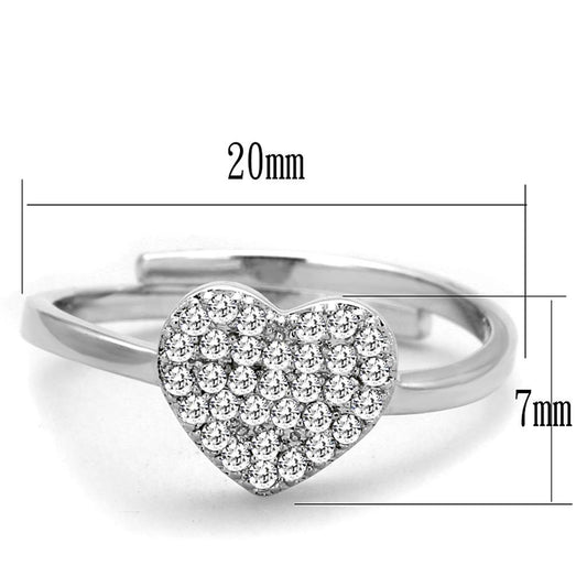 3W865 - Rhodium Brass Ring with AAA Grade CZ  in Clear-1