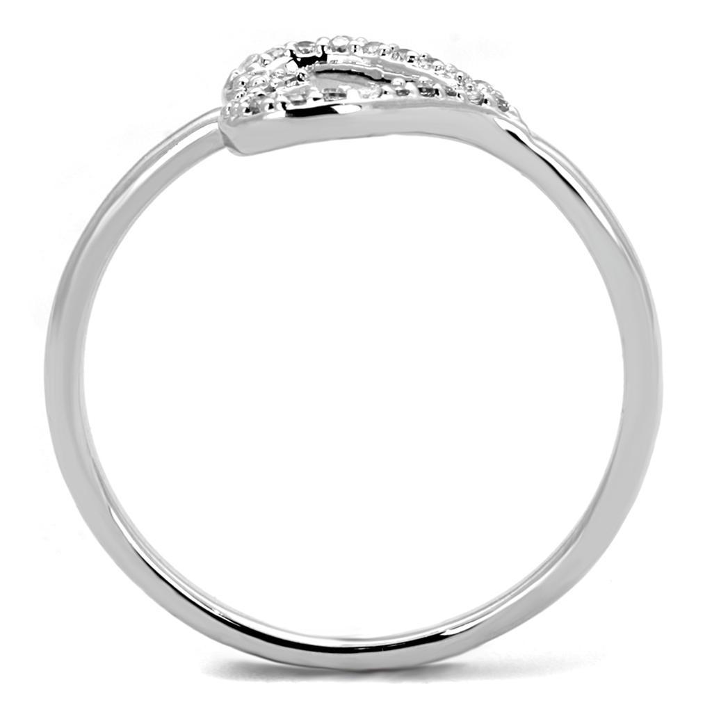 3W866 - Rhodium Brass Ring with AAA Grade CZ  in Clear-2