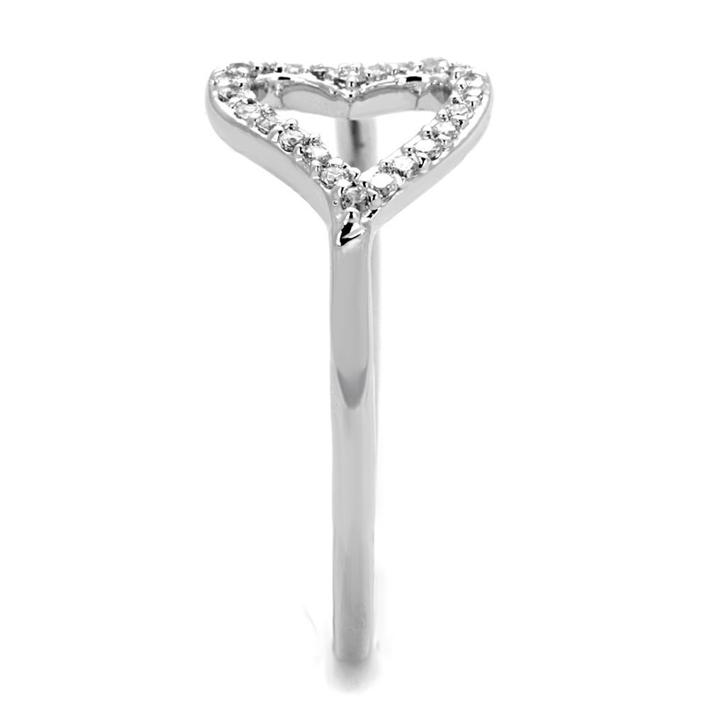 3W866 - Rhodium Brass Ring with AAA Grade CZ  in Clear-3