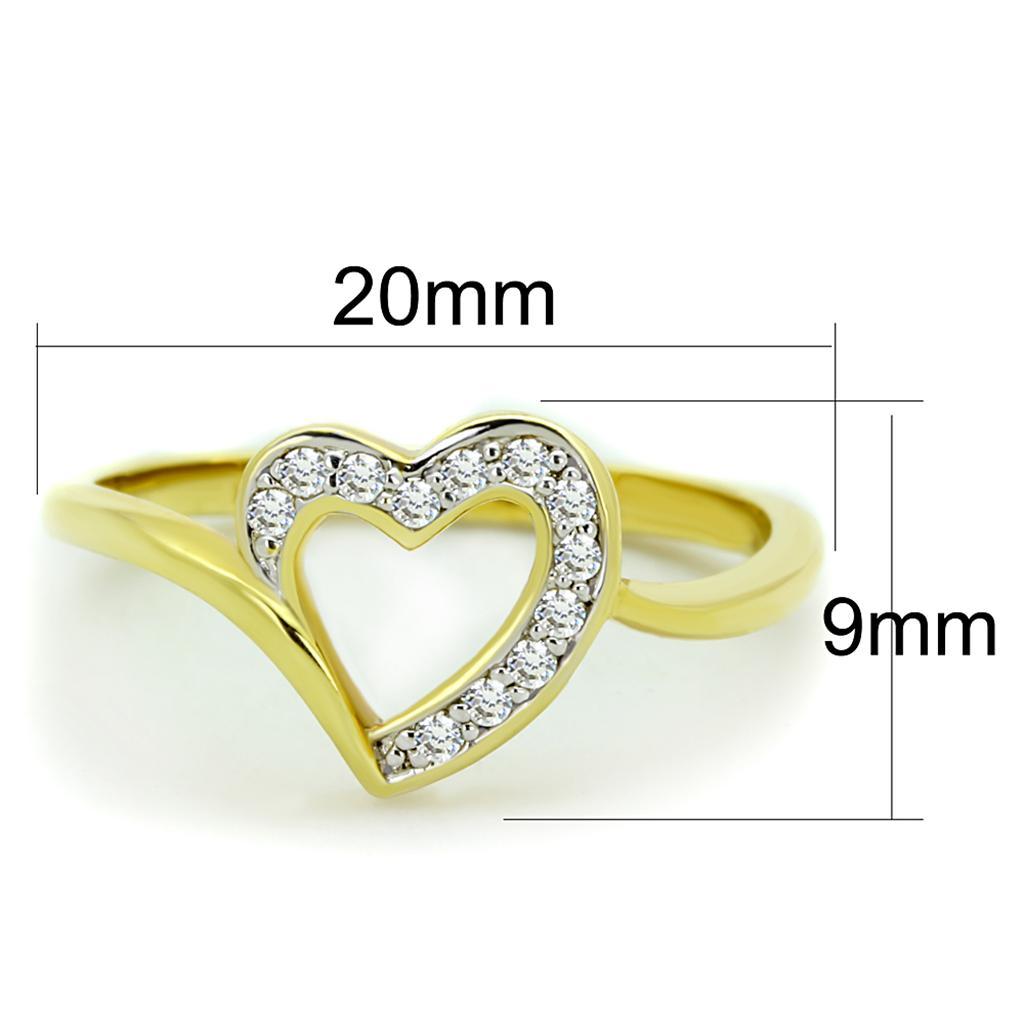 3W870 - Gold+Rhodium Brass Ring with AAA Grade CZ  in Clear-1