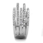 3W871 - Rhodium Brass Ring with AAA Grade CZ  in Clear-3