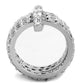 3W875 - Rhodium Brass Ring with AAA Grade CZ  in Clear-2