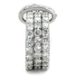 3W875 - Rhodium Brass Ring with AAA Grade CZ  in Clear-3