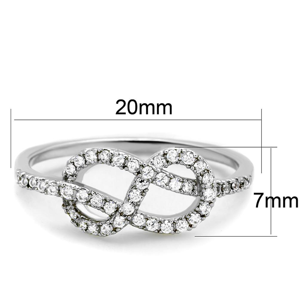 3W876 - Rhodium Brass Ring with AAA Grade CZ  in Clear-1