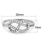 3W876 - Rhodium Brass Ring with AAA Grade CZ  in Clear-1