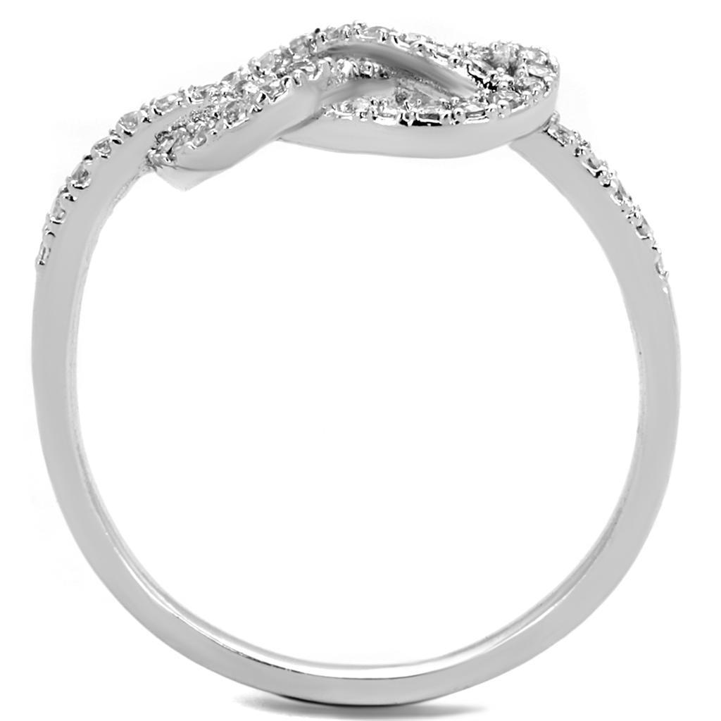 3W876 - Rhodium Brass Ring with AAA Grade CZ  in Clear-2