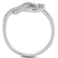 3W876 - Rhodium Brass Ring with AAA Grade CZ  in Clear-2