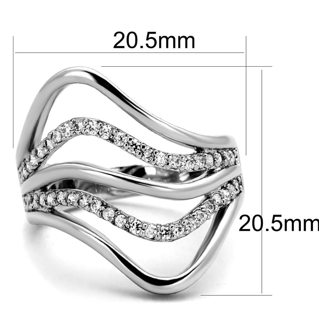 3W878 - Rhodium Brass Ring with AAA Grade CZ  in Clear-1