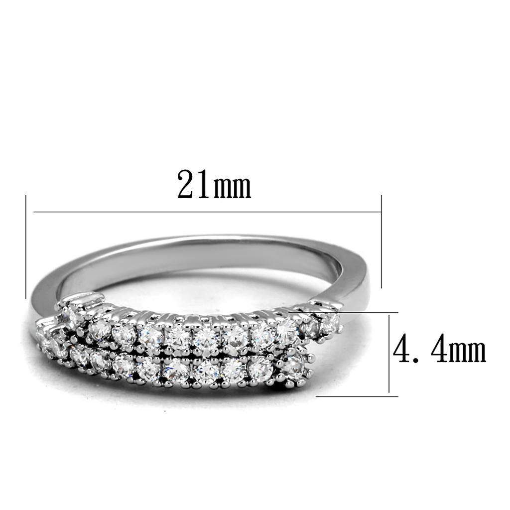 3W879 - Rhodium Brass Ring with AAA Grade CZ  in Clear-1