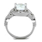 3W880 - Rhodium Brass Ring with AAA Grade CZ  in Clear-2