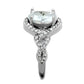 3W880 - Rhodium Brass Ring with AAA Grade CZ  in Clear-3