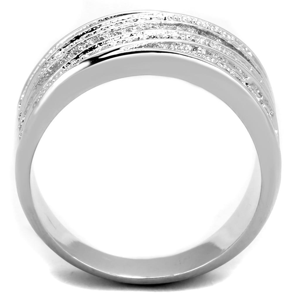 3W882 - Rhodium Brass Ring with AAA Grade CZ  in Clear-2