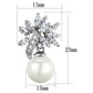3W888 - Rhodium Brass Earrings with Synthetic Pearl in White-1