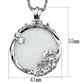 3W907 - Rhodium Brass Magnifier pendant with Top Grade Crystal  in Clear-1