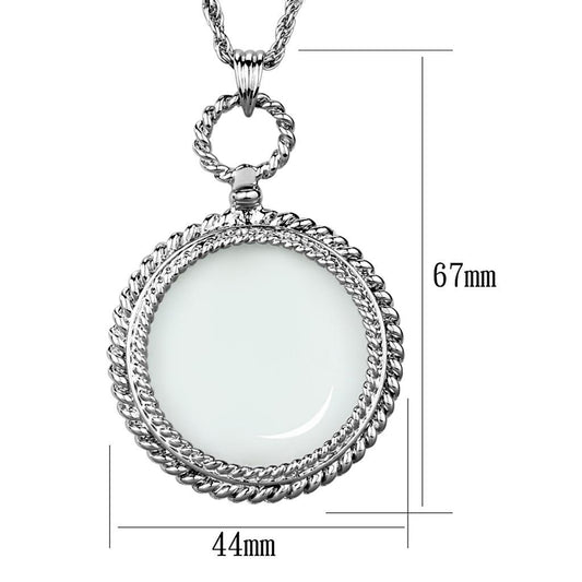 3W909 - Rhodium Brass Magnifier pendant with Synthetic Synthetic Glass in Clear-1