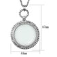 3W909 - Rhodium Brass Magnifier pendant with Synthetic Synthetic Glass in Clear-1