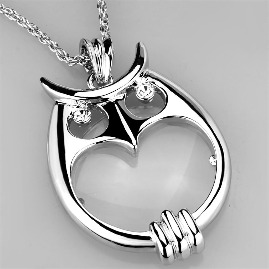3W916 - Rhodium Brass Magnifier pendant with Top Grade Crystal  in Clear-2