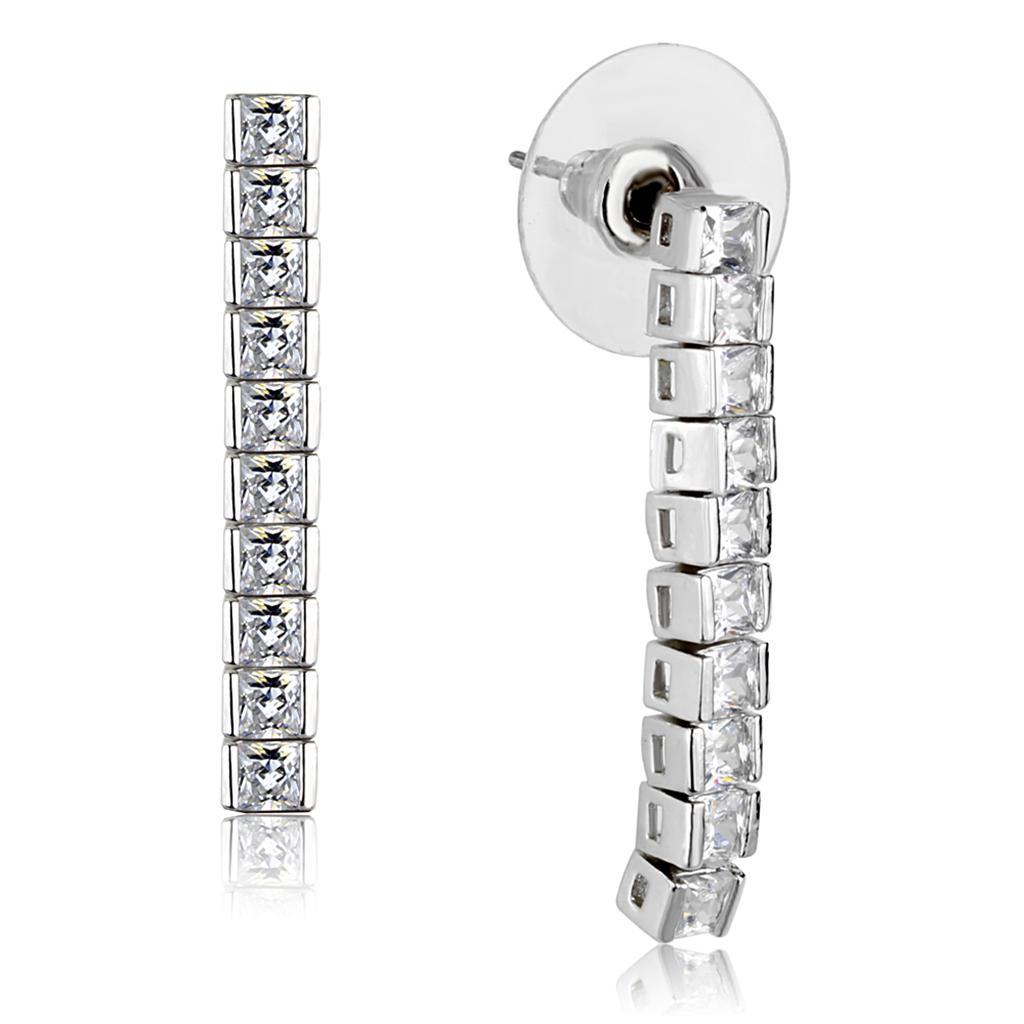 3W938 - Rhodium Brass Jewelry Sets with AAA Grade CZ  in Clear-1